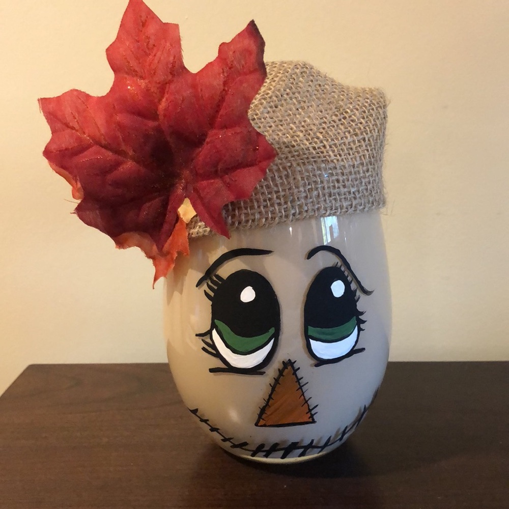 HAND CRAFTED glass scarecrow